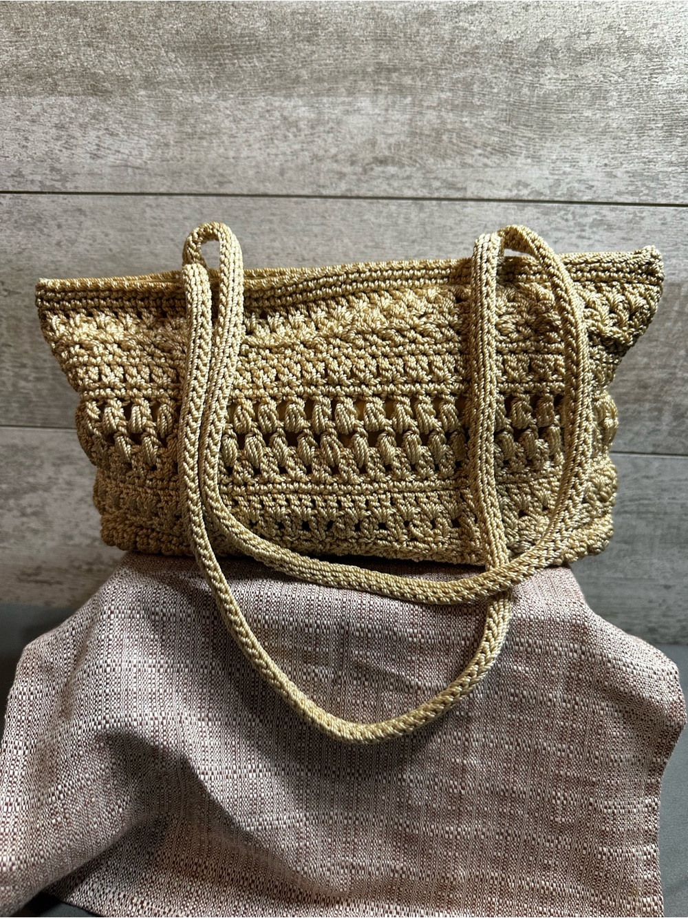 The Sak Woven Straw Shoulder Bag in Natural Tan